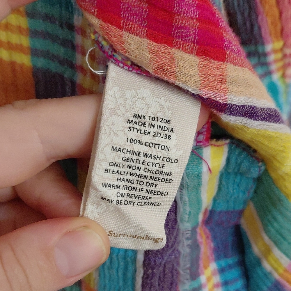 Soft Surroundings Multicolor Plaid Top with Lace Detail - Picture 3 of 5